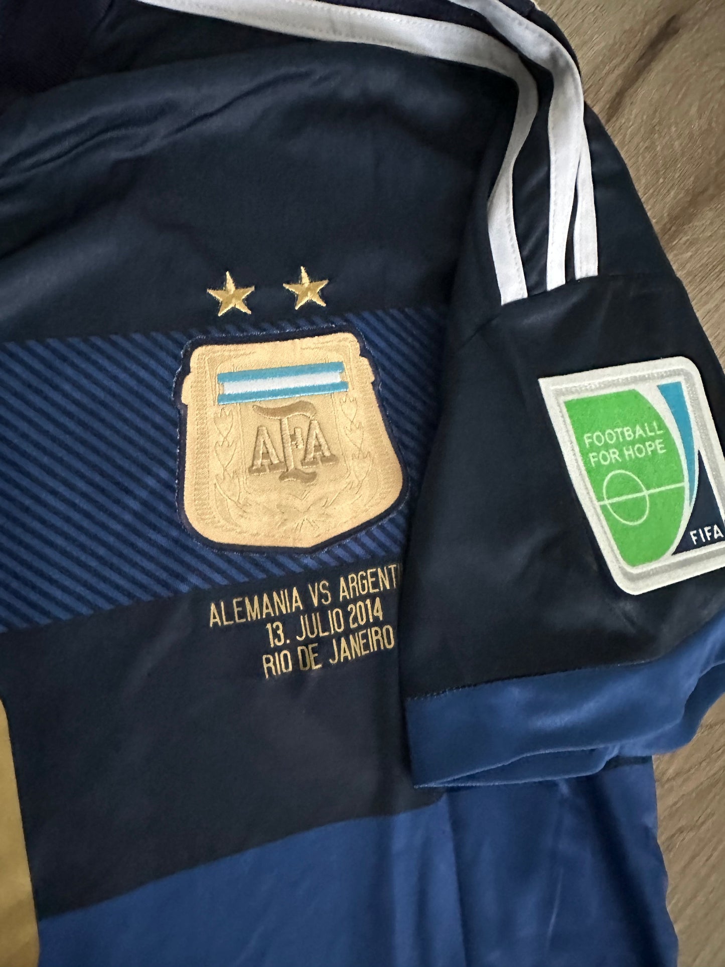 Argentina Lionel Messi #10 2014 Final Home Blue White Retro Soccer Jersey Men