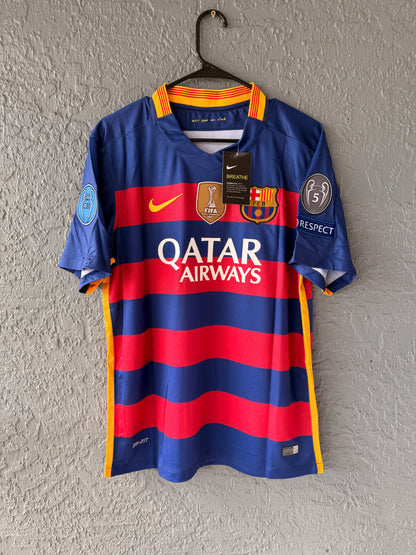 Barcelona Neymar Jr #11 2015/16 Home Blue Red Soccer Jersey Men