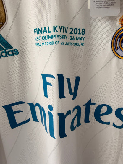 Real Madrid Cristiano Ronaldo #7 2018 Final White Long Sleeve Soccer Jersey Men