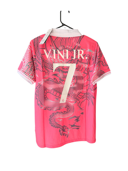 Real Madrid 23/24 Vinicius Jr #7 Dragon Pink Soccer Jersey Men’s Size