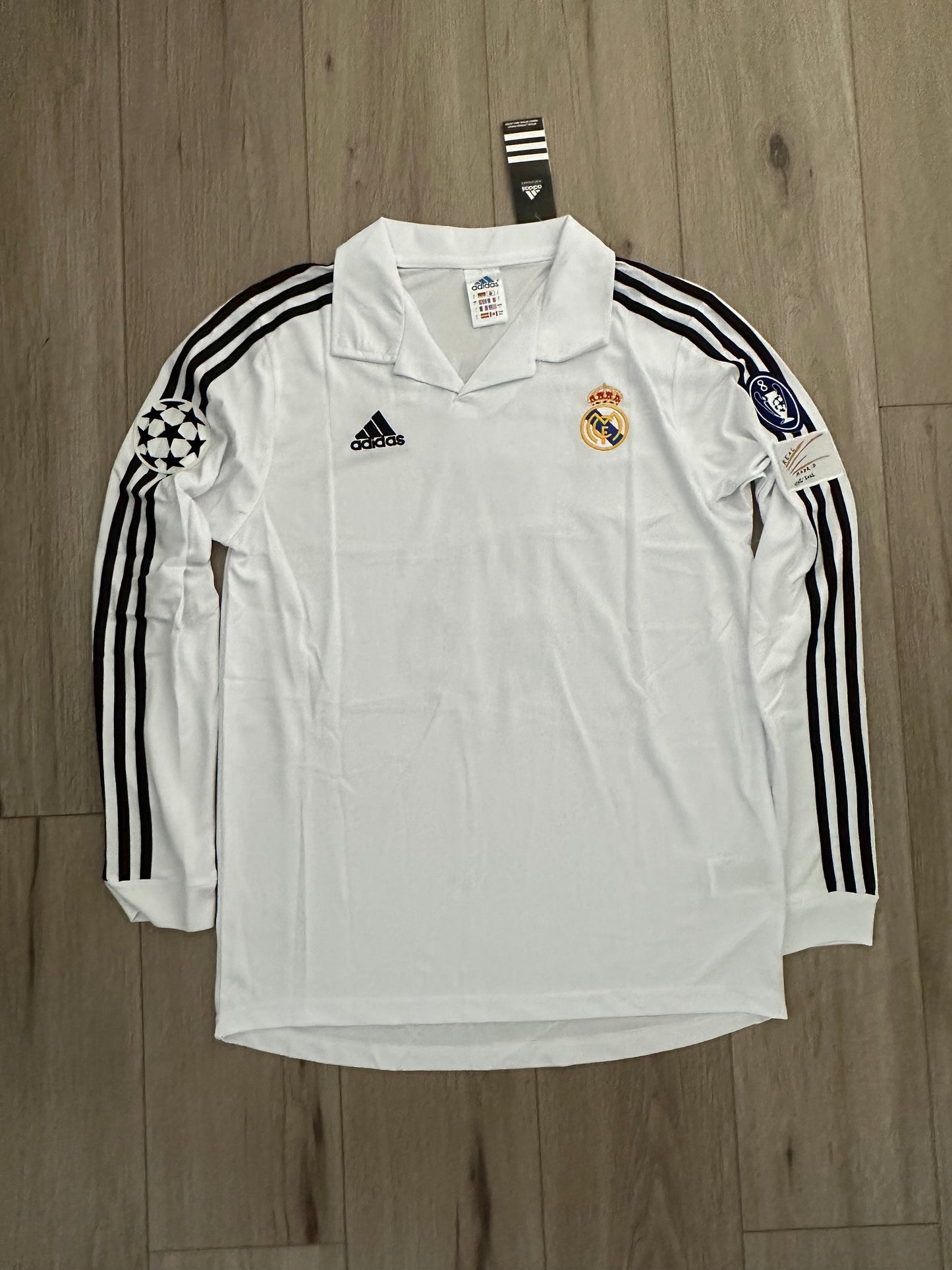 Real Madrid Retro Jersey 2002 UCL Final Home White – Zidane #5 – Long Sleeve