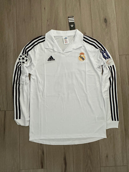 Real Madrid Retro Jersey 2002 UCL Final Home White – Zidane #5 – Long Sleeve