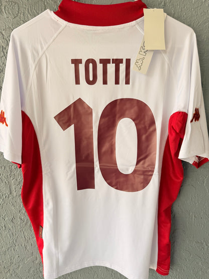 Roma Francesco Totti #10 2001/02 White Away Retro Soccer Jersey Men