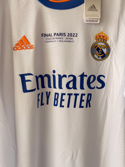 Real Madrid Karim Benzema #9 Final 2022 Soccer Jersey Home White Men Shirt Size