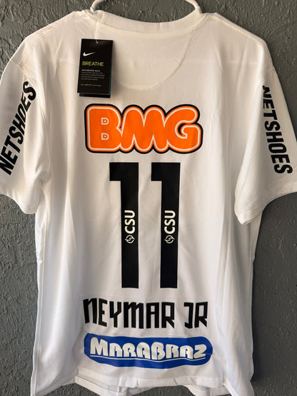 Santos Neymar Jr #11 2011/12 Home White Retro Soccer Jersey Men