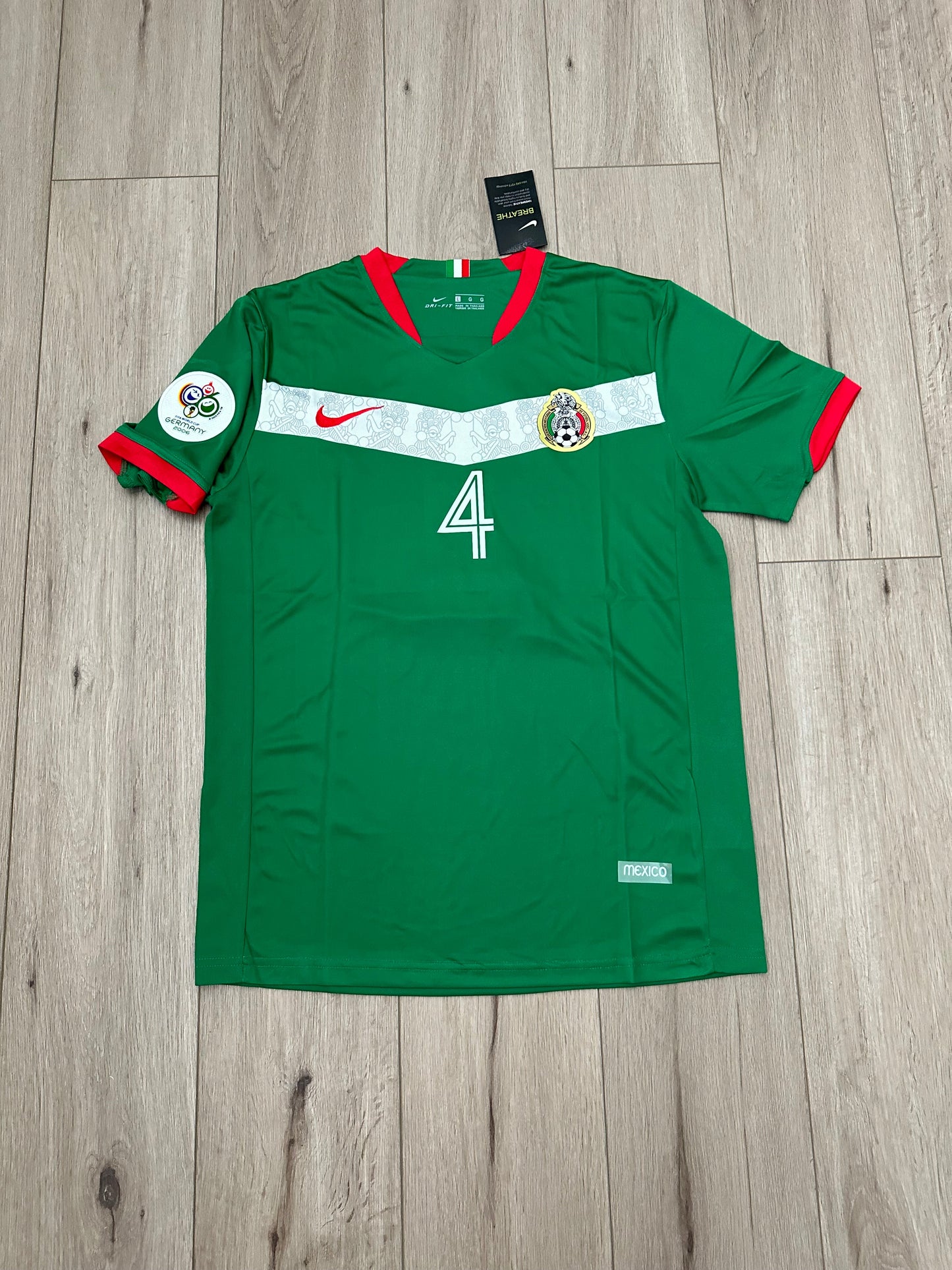 Mexico 2006 FWC Rafael Marquez 4 Retro Soccer Jersey Green Home Men’s Size Shirt