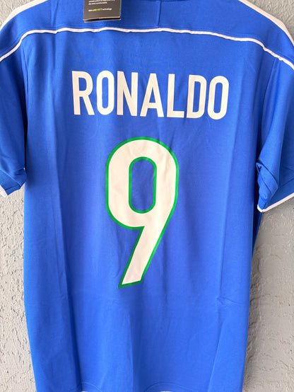 Brazil Ronaldo Nazario #9 1998 Away Blue Retro Soccer Jersey Men
