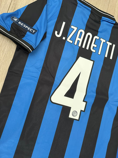 Inter Milan 09/10 Final UCL Javier Zanetti #4 Home Nerazzurr Retro Soccer Jersey