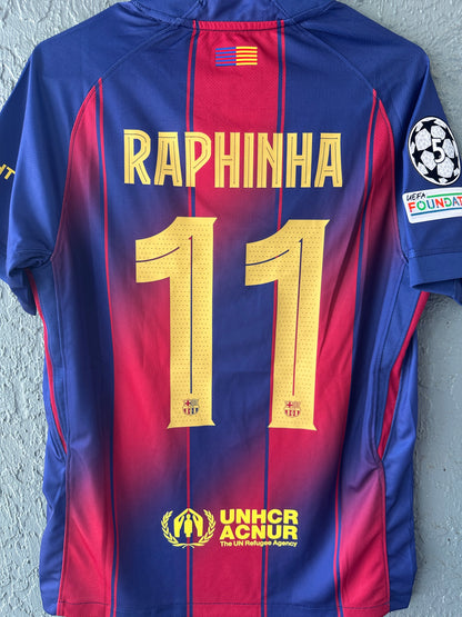 Barcelona Raphinha #11 Home Soccer Jersey 2025/26 Men Size Red Blue Shirt