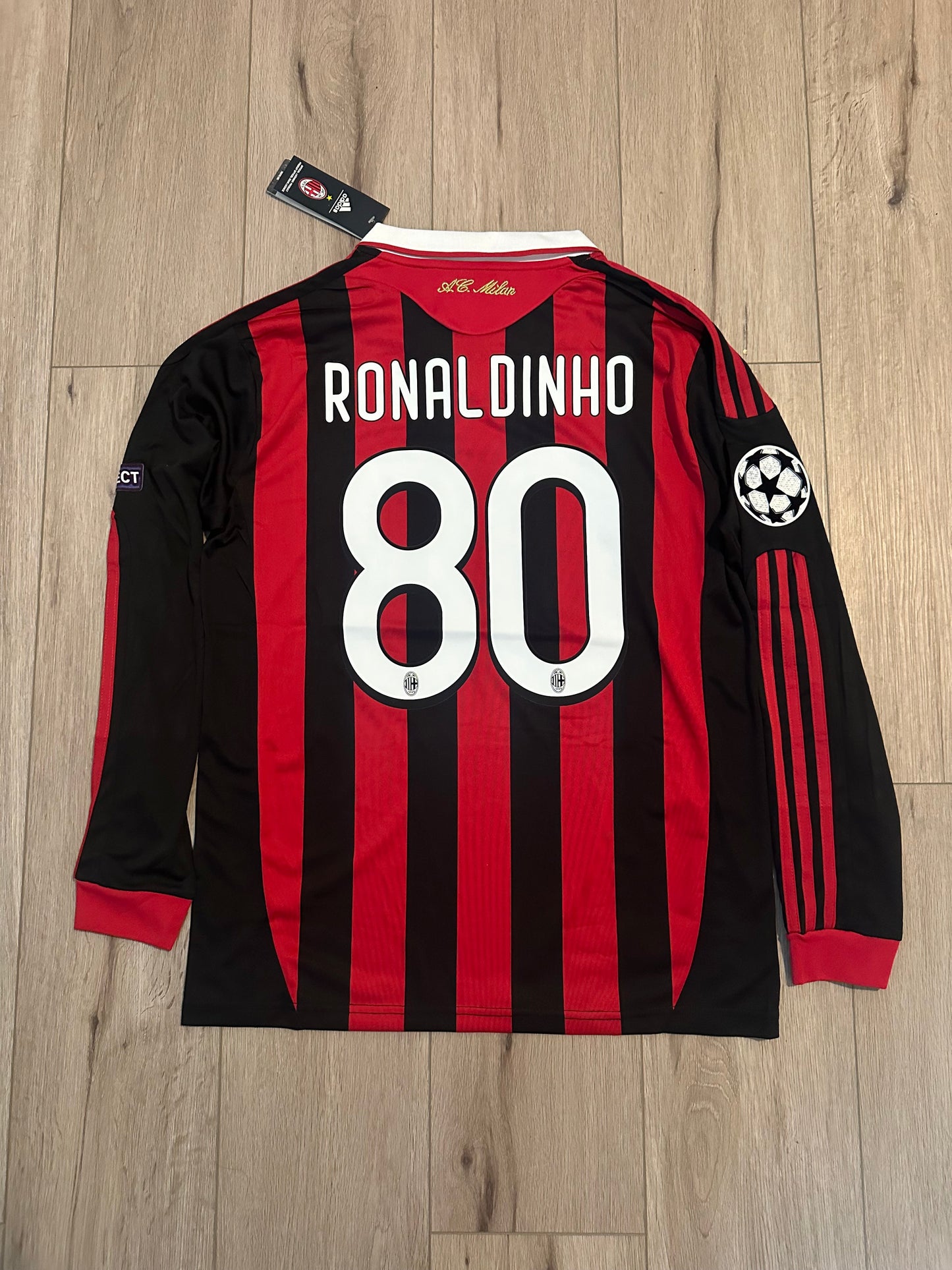 Milan Retro Jersey 09/10 Home Long Sleeve – Ronaldinho #80 – Men’s