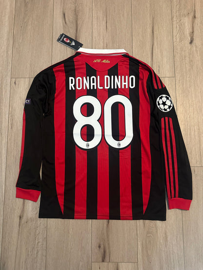 Milan Retro Jersey 09/10 Home Long Sleeve – Ronaldinho #80 – Men’s