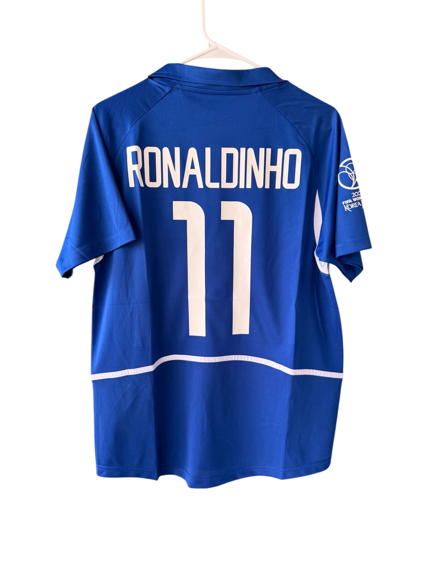 Brazil Retro Jersey 2002 World Cup Away Blue – Ronaldinho #11 – Men’s