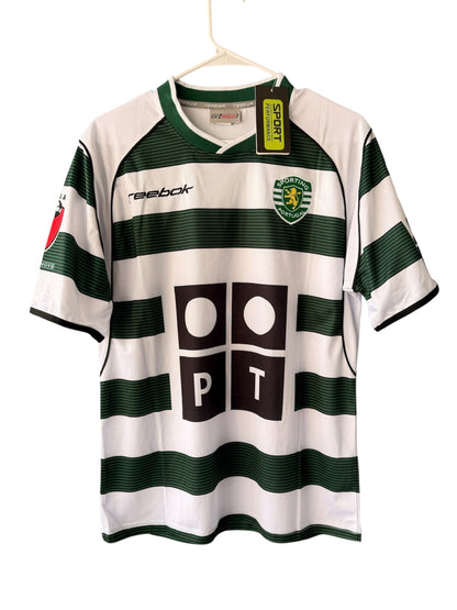 Sporting Lisbon Cristiano Ronaldo #28 2002/03 Home Green White Retro Soccer Jersey Men