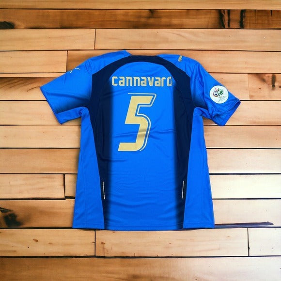 Italy Cannavaro #5 2006 Blue Retro Soccer Jersey Men
