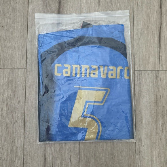 Italy Cannavaro #5 2006 Blue Retro Soccer Jersey Men