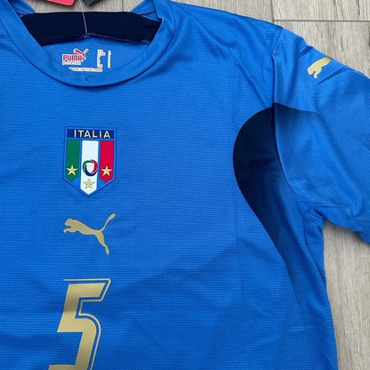 Italy Cannavaro #5 2006 Blue Retro Soccer Jersey Men