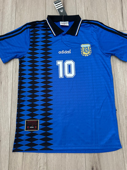 Argentina 1994 Away Retro Soccer Jersey Diego Maradona #10 Men’s Blue