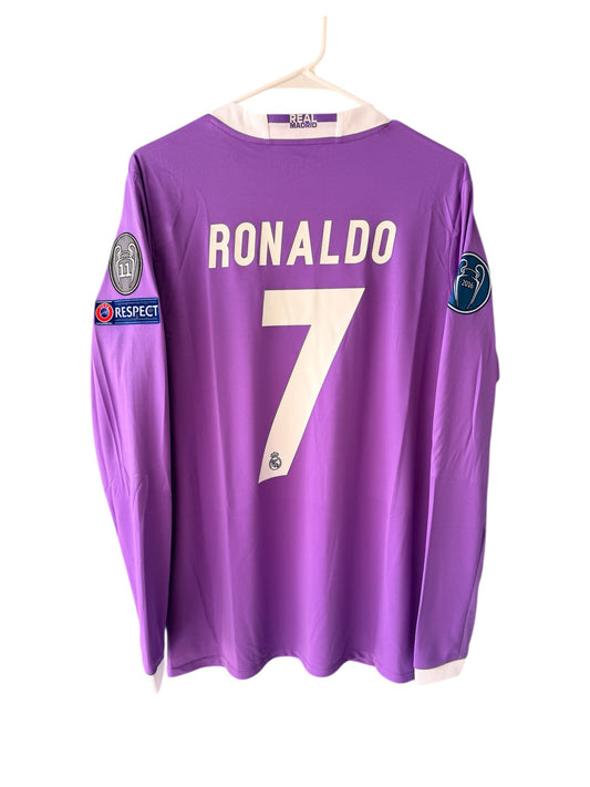 Real Madrid 2017 UCL Final Retro Soccer Jersey – Cristiano Ronaldo #7 – Purple – Men’s