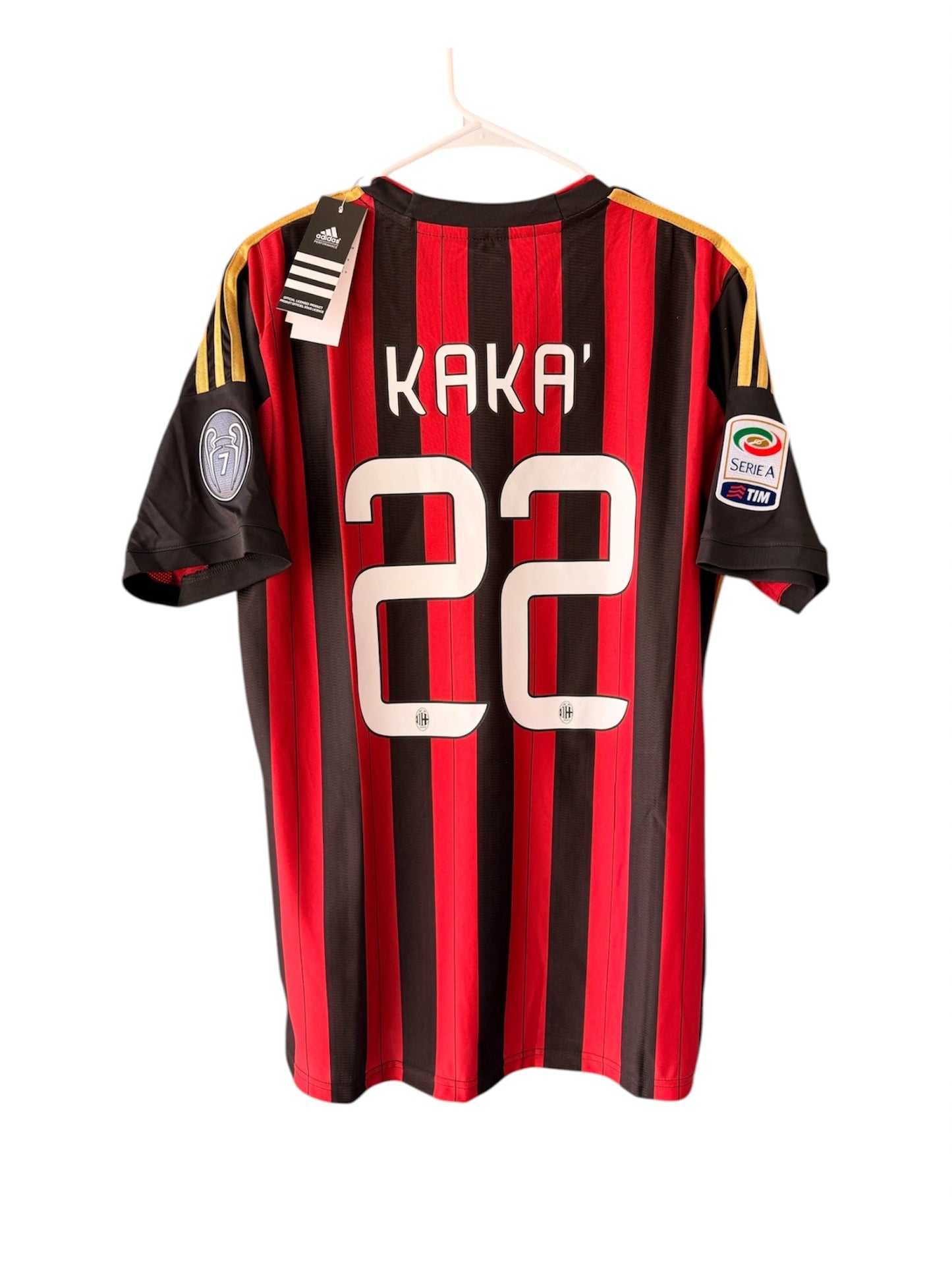 Milan Kaka #22 2013/14 Home Red Black Soccer Jersey Men