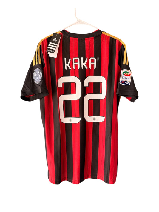 Milan Kaka #22 2013/14 Home Red Black Soccer Jersey Men