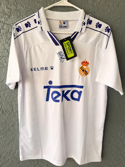 Real Madrid Ivan Zamorano #9 1994/95 Home White Retro Soccer Jersey Men