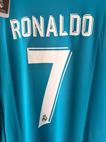 Real Madrid 2017/18 Away UCL Retro Soccer Jersey – Cristiano Ronaldo #7 – Green Long Sleeve Men