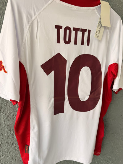 Roma Francesco Totti #10 2001/02 White Away Retro Soccer Jersey Men