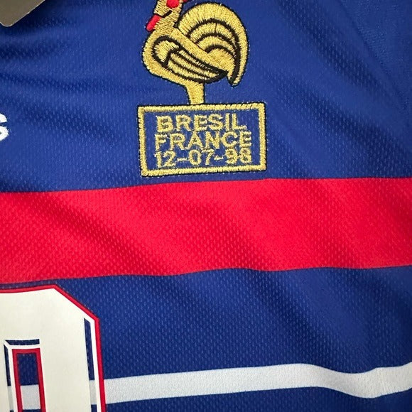 France Zinedine Zidane JoSoccer Jersey Retro Final 1998 #10 Blue Regular Men Size