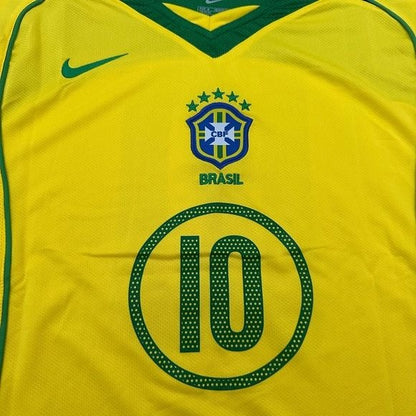 Brazil 2005 Home Retro Soccer Jersey – Ronaldinho Gaucho #10 – Yellow – Men’s