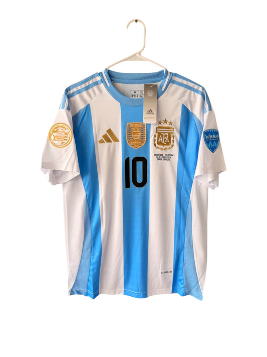 Argentina Lionel Messi #10 Soccer Jersey 2024 Final Cup Home Blue Men Size Shirt