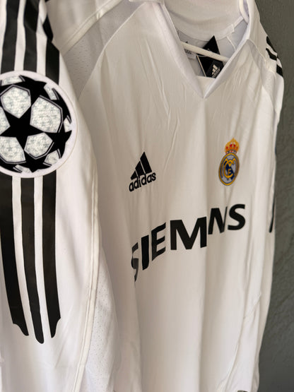 Real Madrid 2003/04 Retro Soccer Jersey – David Beckham #23 – White Long Sleeve Men
