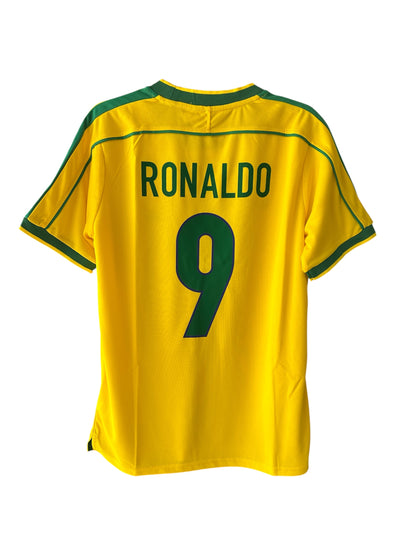 Brazil Ronaldo Nazario #9 1998 Final Home Yellow Retro Soccer Jersey Men Size XL Deal