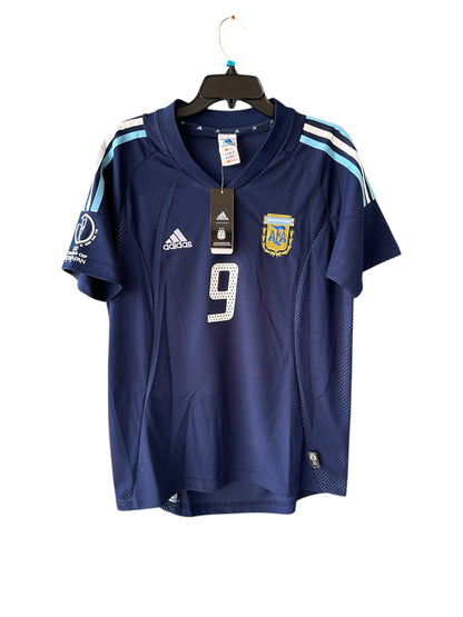 Argentina Gabriel Batistuta #9 Retro Soccer Jersey Away Blue FWC 2002 Men Size