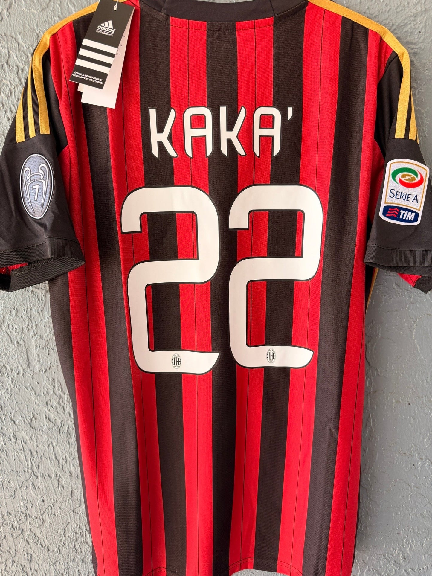 Milan Kaka #22 2013/14 Home Red Black Soccer Jersey Men