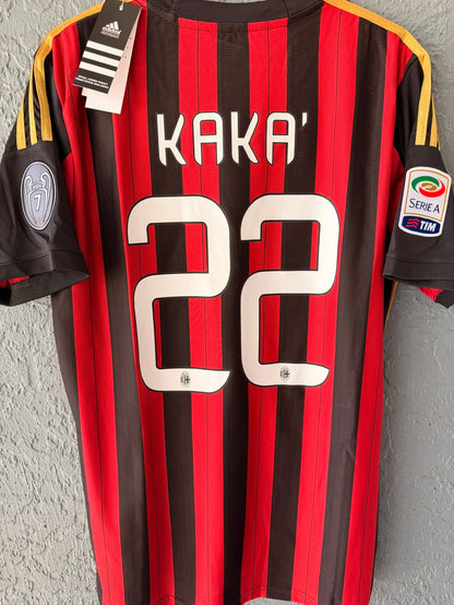 Milan Kaka #22 2013/14 Home Red Black Soccer Jersey Men