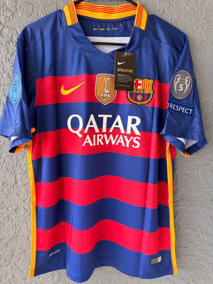 Barcelona Neymar Jr #11 2015/16 Home Blue Red Soccer Jersey Men
