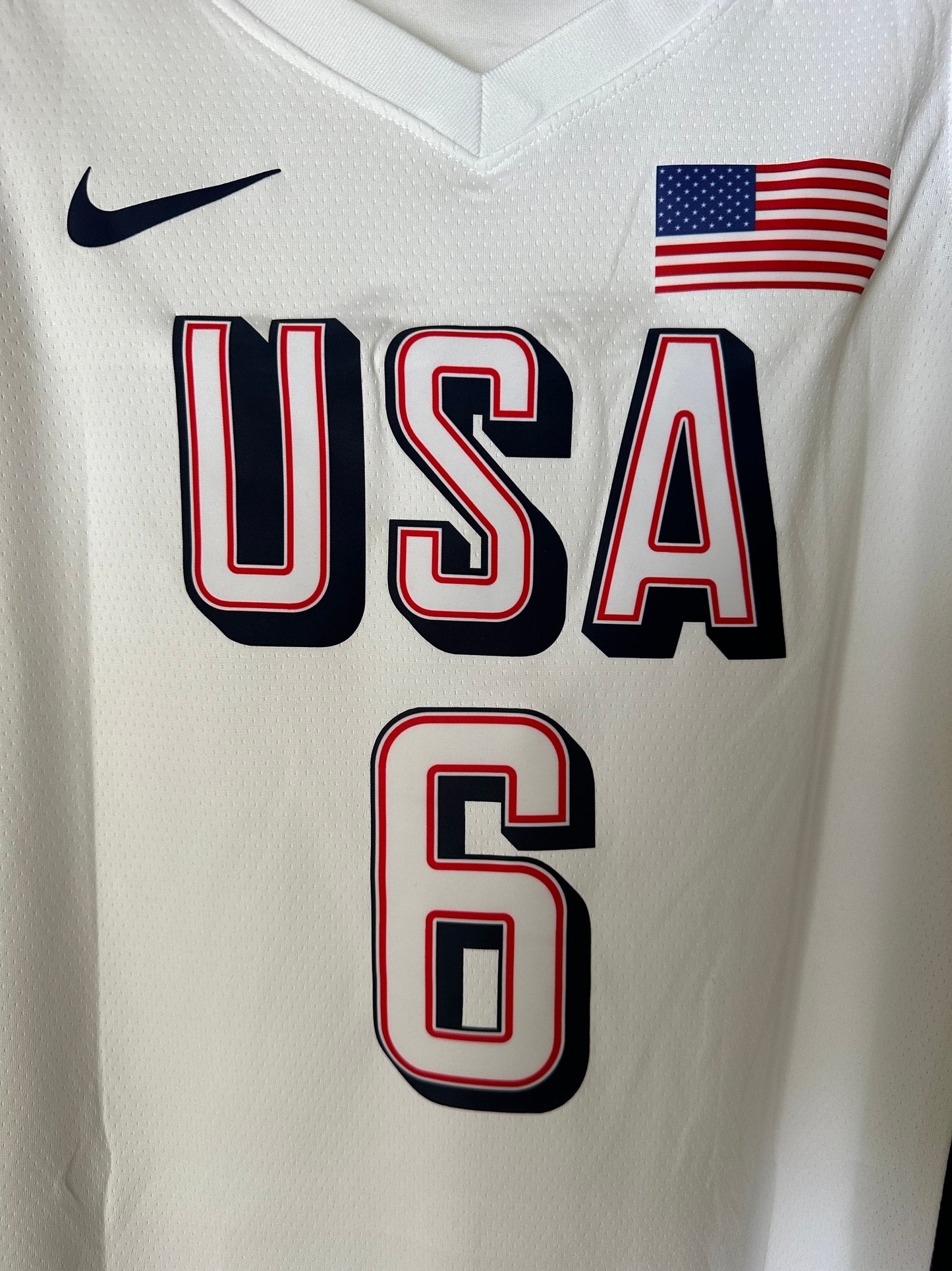 USA LeBron James #6 White Olympic Basketball Jersey Men