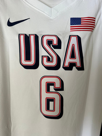 USA LeBron James #6 White Olympic Basketball Jersey Men