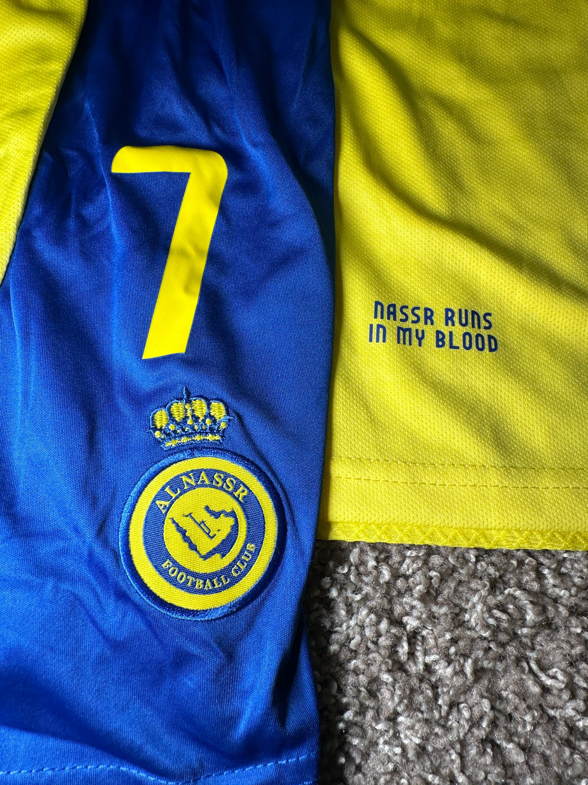 Al Nassr Cristiano Ronaldo #7 Yellow Soccer Jersey Kids Youth Size 18 Deal