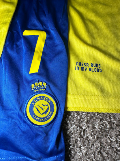 Al Nassr Cristiano Ronaldo #7 Yellow Soccer Jersey Kids Youth Size 18 Deal
