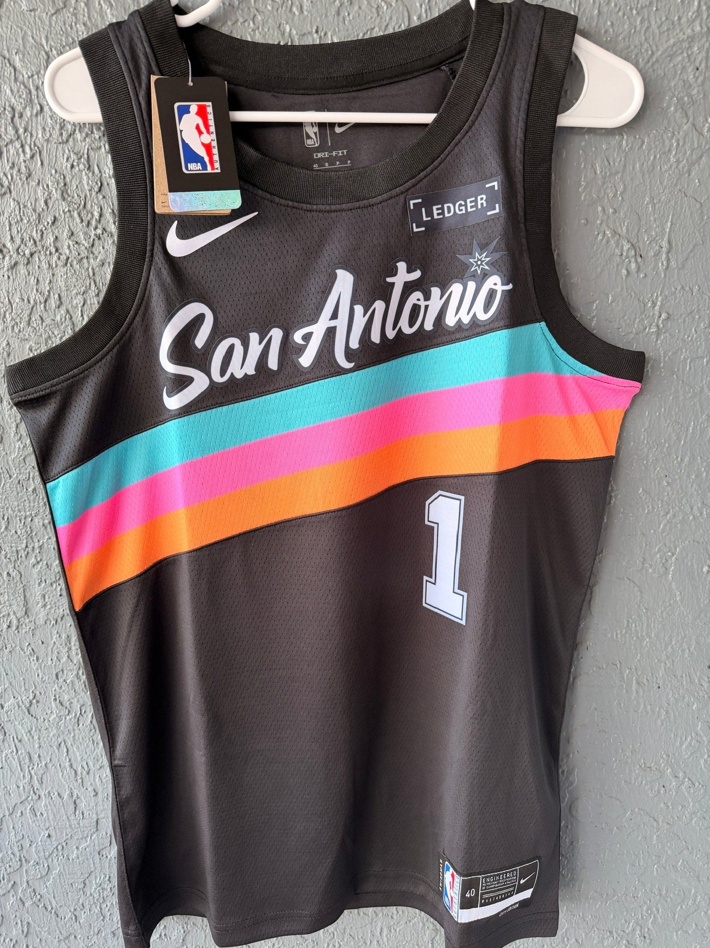 San Antonio Wembanyama #1 City Edition Black Basketball Jersey Men