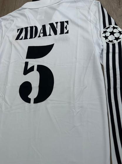 Real Madrid Retro Jersey 2002 UCL Final Home White – Zidane #5 – Long Sleeve