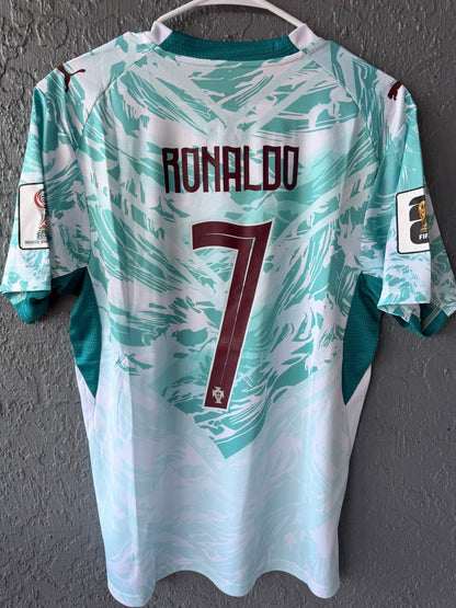 Portugal Ronaldo #7 2026 Green Away Soccer Jersey Men Size