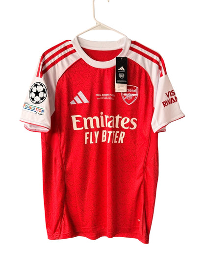 Arsenal Declan Rice 2026 Champions Final Home Red Soccer Jersey Men