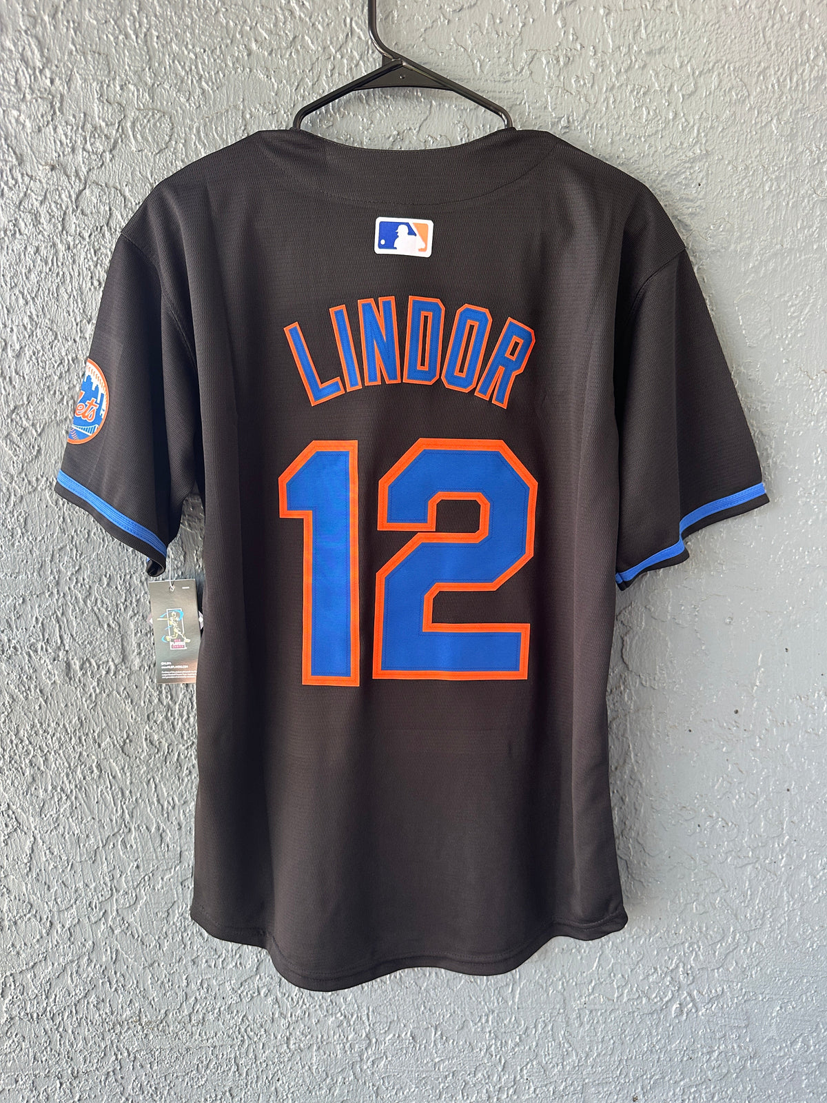 New York Mets Francisco Lindor Baseball Jersey Black Men Size