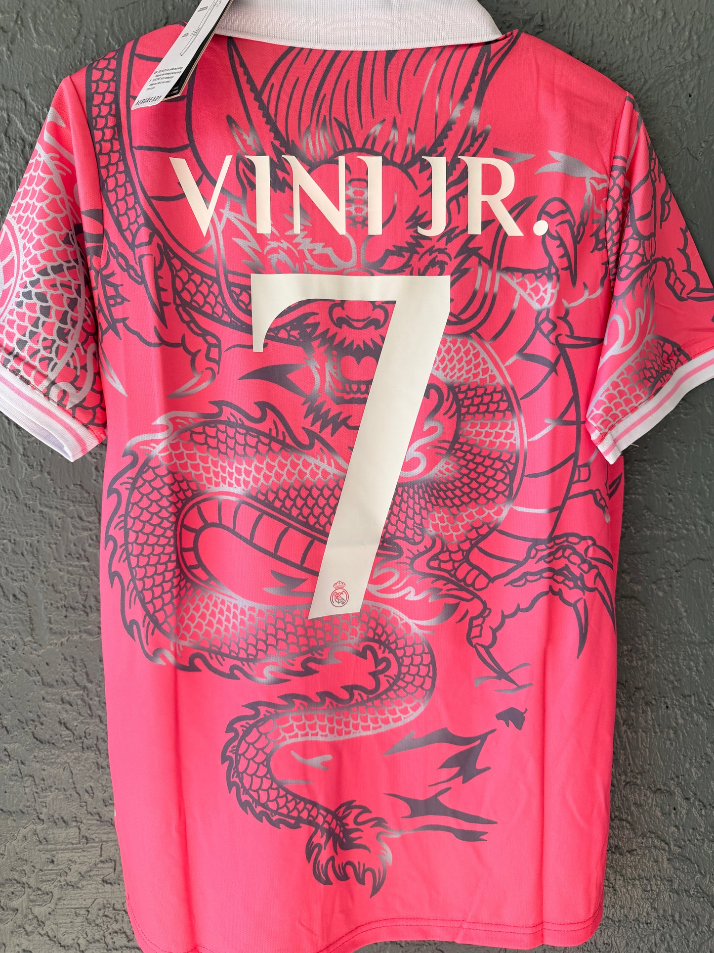 Real Madrid 23/24 Vinicius Jr #7 Dragon Pink Soccer Jersey Men’s Size