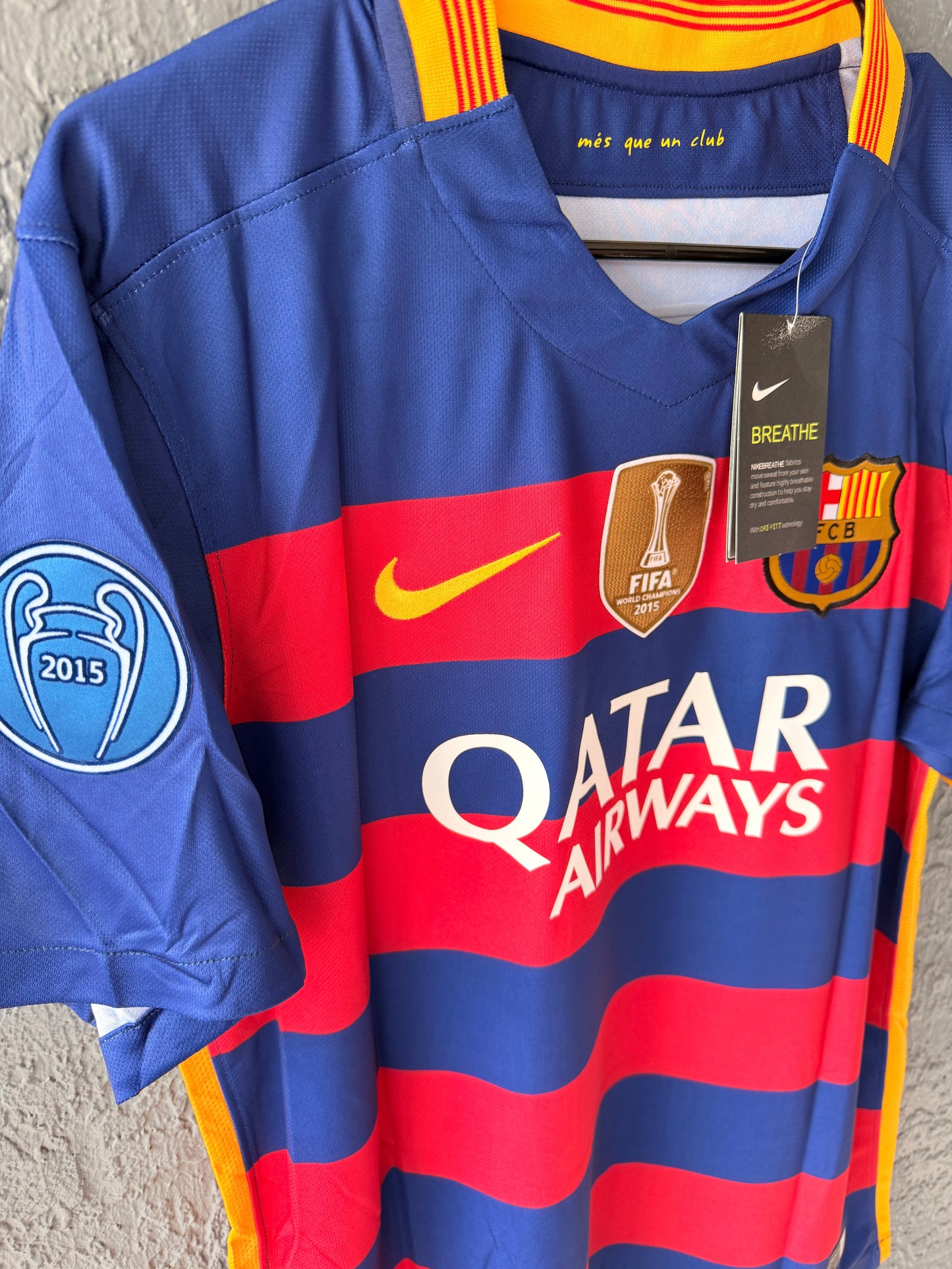 Barcelona Neymar Jr #11 2015/16 Home Blue Red Soccer Jersey Men