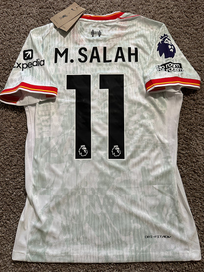 Liverpool Mohamed Salah #11 2024/25 Away White Soccer Jersey Men Size S Deal