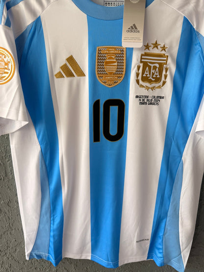 Argentina Lionel Messi #10 2024 Final Cup Home Blue Soccer Jersey Men Size
