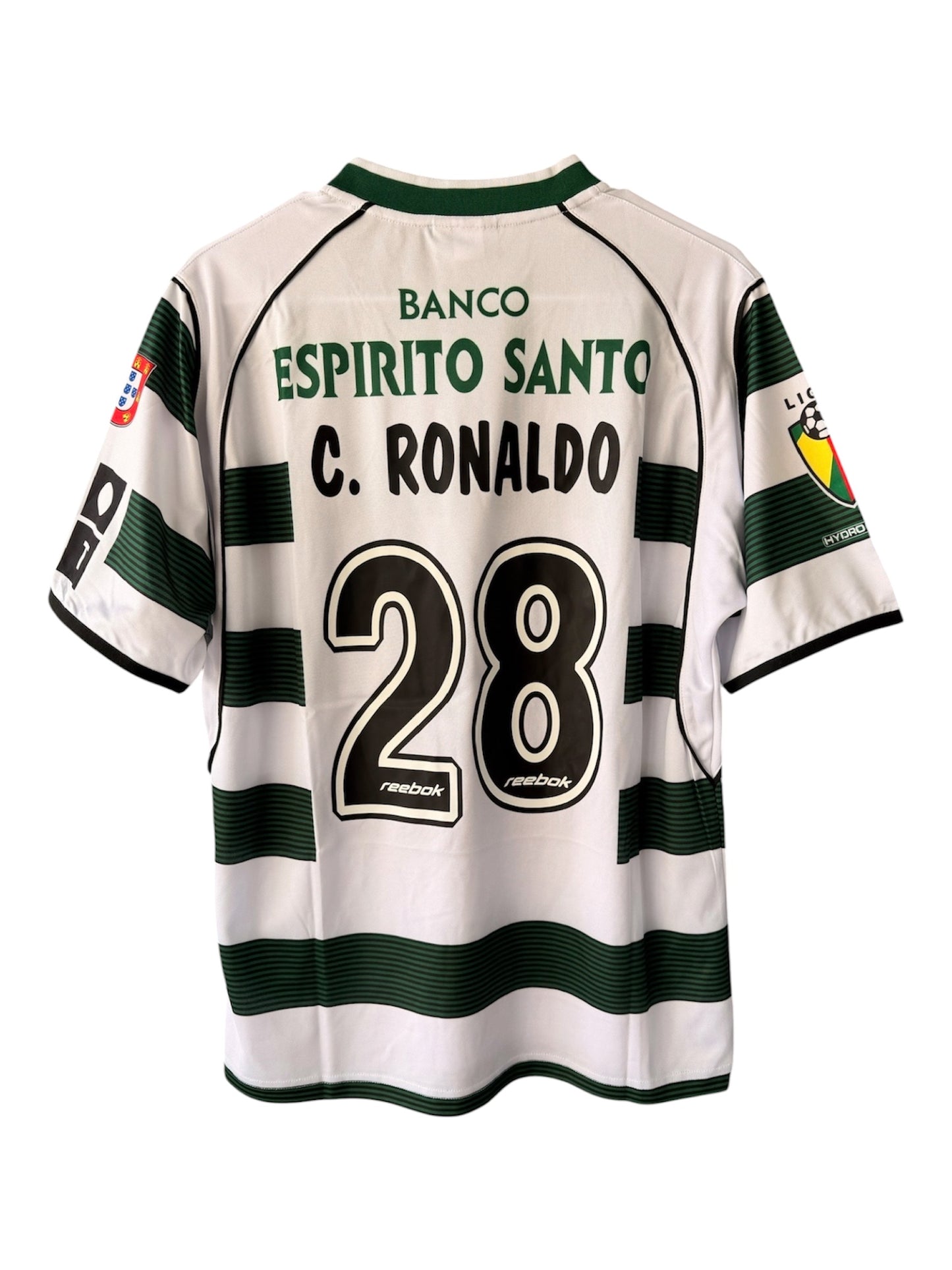 Sporting Lisbon Cristiano Ronaldo #28 2002/03 Home Green White Retro Soccer Jersey Men